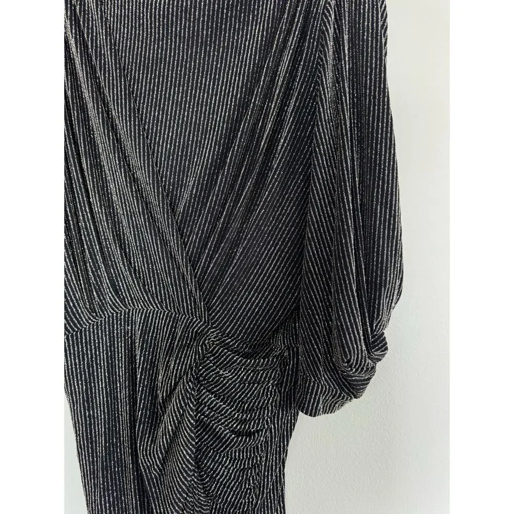 IRO Paris Shiny Ruched Absalon Black Sparkly Party Dress Size 38 FR